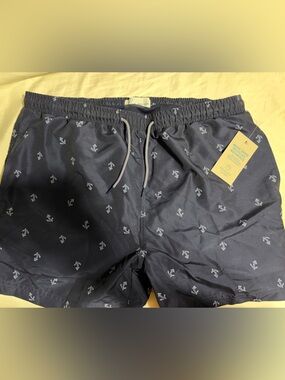 Primark Navy Shorts with White Anchor Print